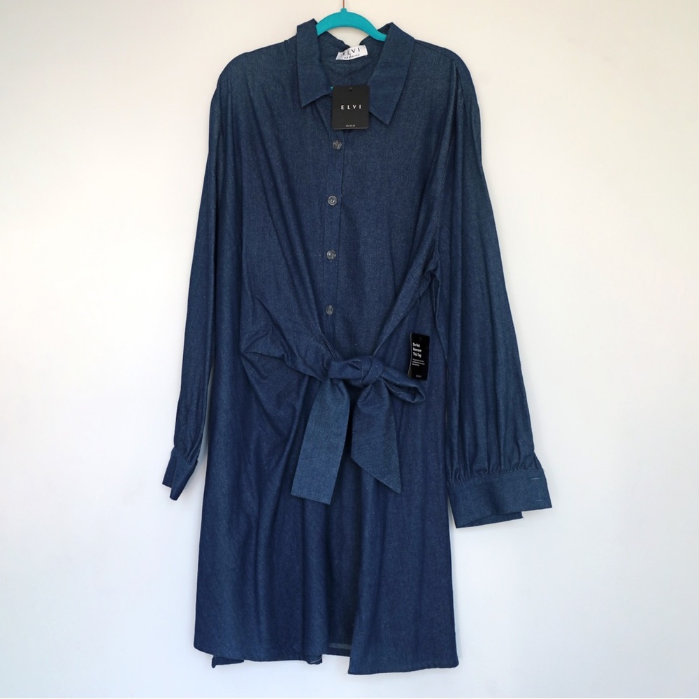 ASOS Curve Elvi Plus Size Jean Denim Shirt Dress Size 24